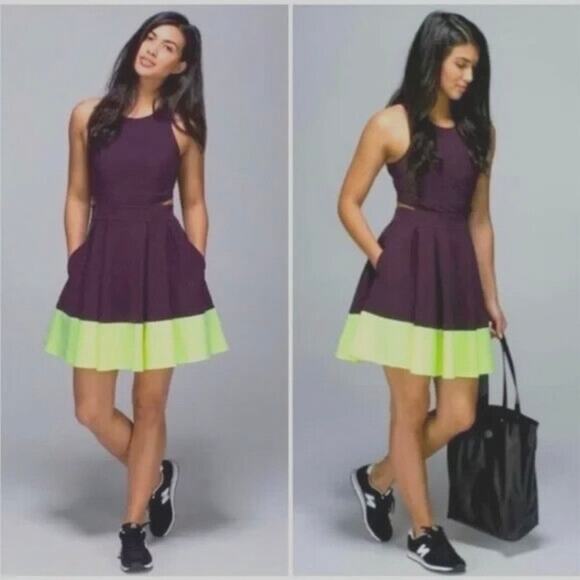 Lululemon Athletica Dresses & Skirts - Lululemon Away Dress Purple Black Cherry
Neon Tennis Golf Open Back Skirt